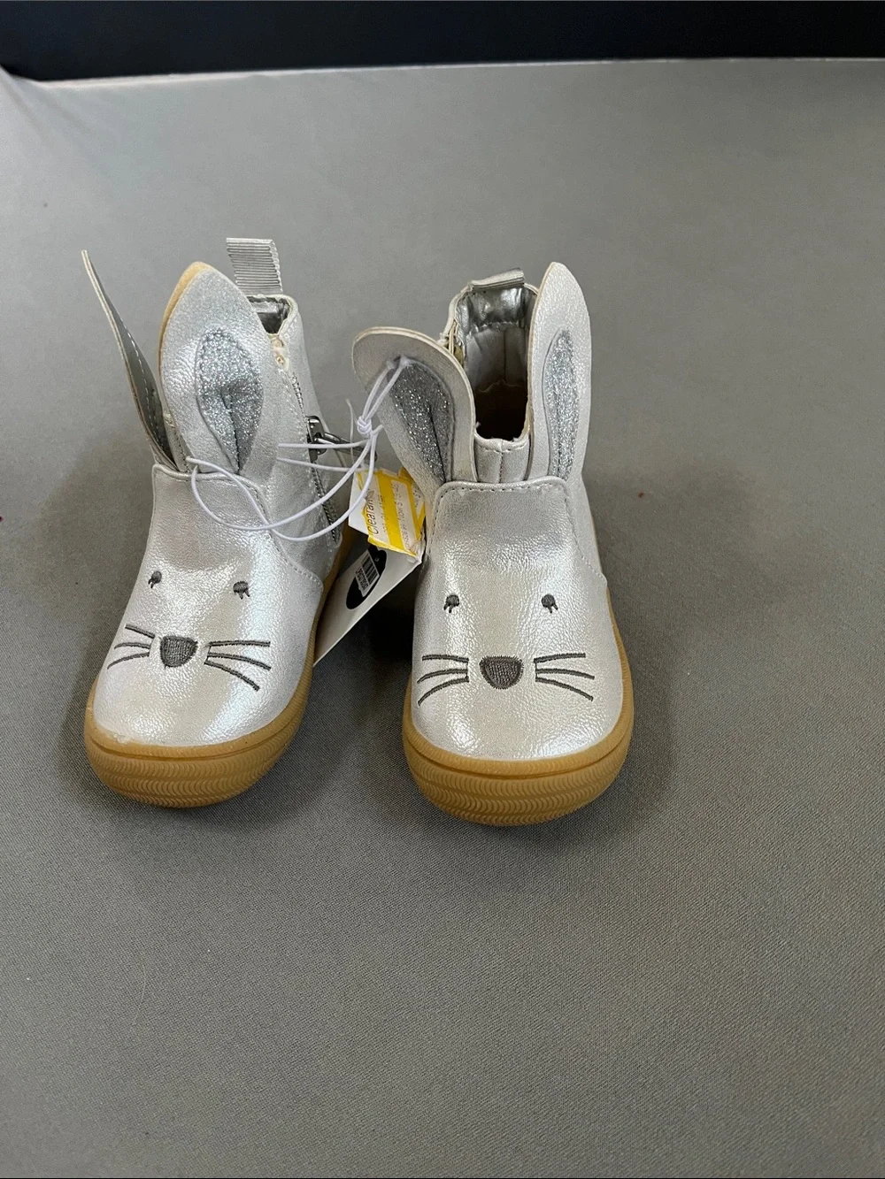 Cat & Jack Silver Bunny Boots with Tan Soles